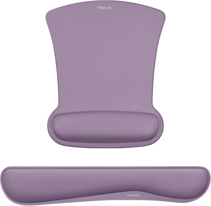 MOSISO Wrist Rest Support for Mouse Pad & Keyboard Set, Ergonomic Mousepad Non-Slip Base Home/Office Pain Relief & Easy Typing Cushion with Neoprene Cloth & Raised Memory Foam, Ultra Violet