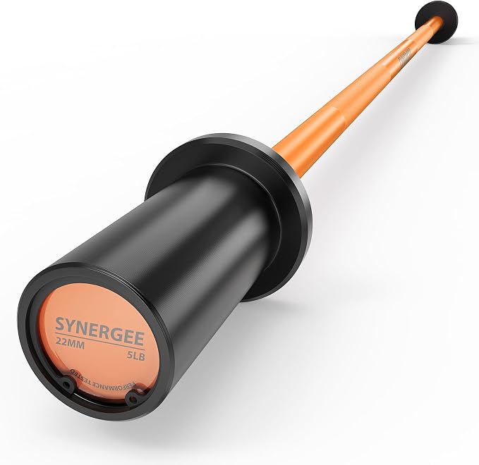 Synergee Kids Barbell – 5 lb Youth Bar in Blue Orange Pink