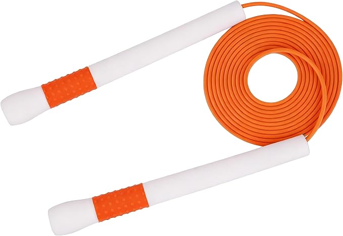 YUEDONG Ergonomic Jump Rope with Non-Slip Handle for Adults | Quick-adjust length, 7.7 in non-slip handle, PVC coated rope carry bag for HIIT speed double unders and endurance training