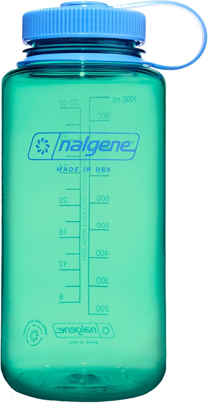 Nalgene 32 oz Wide Mouth Water Bottle, Pastel Green | BPA-Free, Durable & Lightweight, Leak Proof, Dishwasher Safe, Large Reusable Plastic Bottle for Hiking, Gym, Work & Travel
