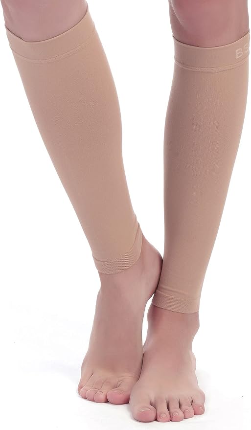 BSERA Calf Compression Sleeve Women, 2 Pairs 20-30mmHg Footless Compression Socks for Swelling Shin Splints Varicose Veins