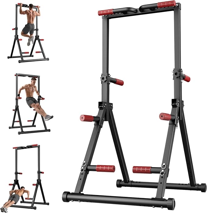 Foldable Pull Up Bar Free Standing, Strength Training Pull-up Bars Adjustable Pull Up Station, Power Tower Pull Up Bar MultiFunction Pull Up Dip Station Workout Equipment For Home Gym Support 480 LBS