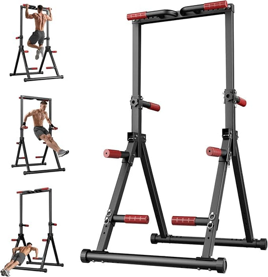 Foldable Pull Up Bar Free Standing, Strength Training Pull-up Bars Adjustable Pull Up Station, Power Tower Pull Up Bar MultiFunction Pull Up Dip Station Workout Equipment For Home Gym Support 480 LBS