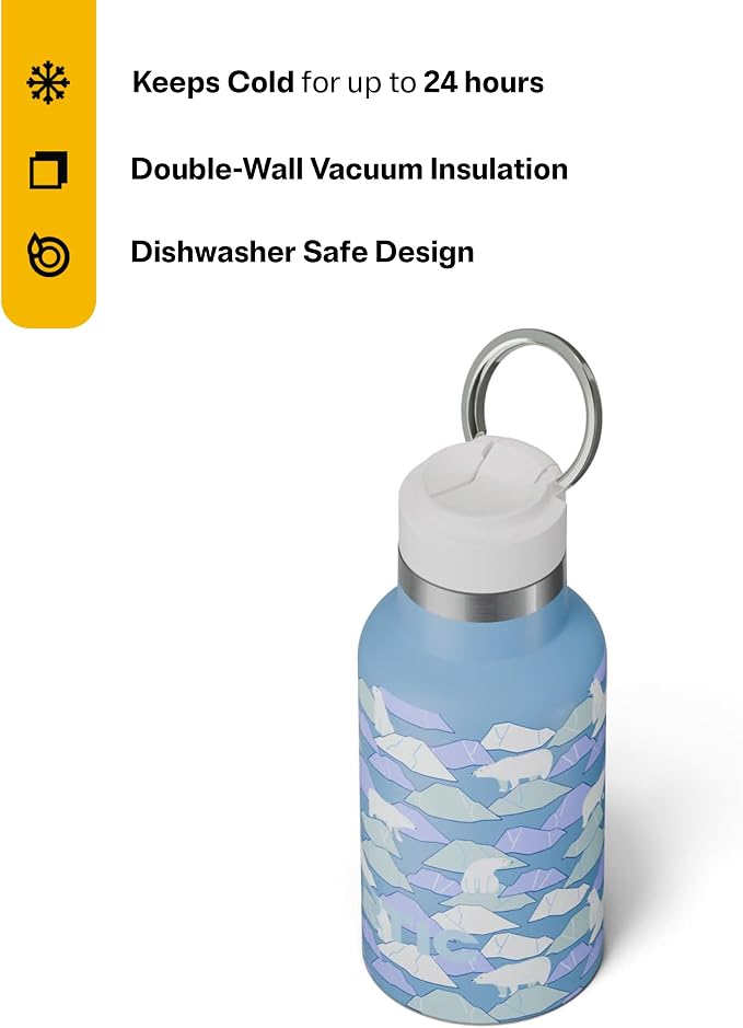 RTIC Little Journey Water Bottle with Straw, Ceramic Lined, Polar Ice | Stainless Steel Metal, Insulated for Hot and Cold Drinks, Sports, Travel and Camping