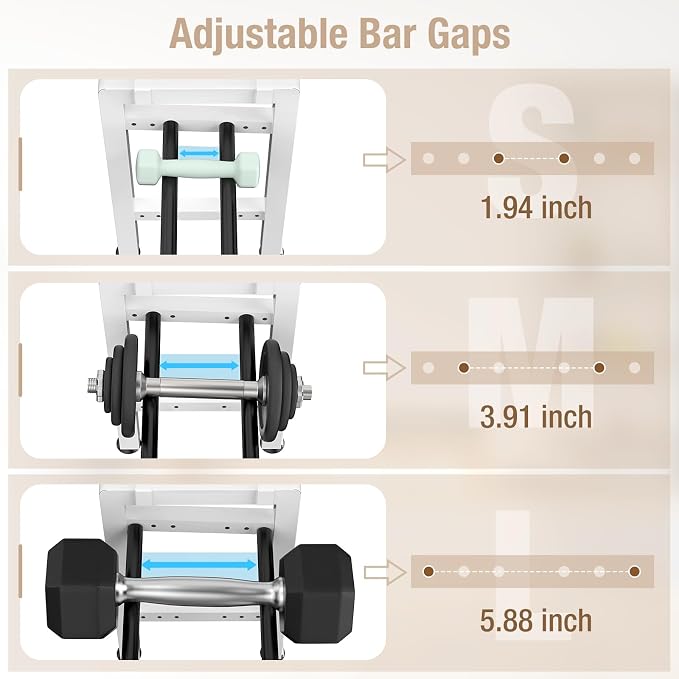 Small Dumbbell Rack，Heavy Duty Adjustable Dumbbell Weight Rack with Side Hooks,Gym Equipment Weight Set holderfor Dumbbell,Kettlebells Rack, Other Gym Accessories