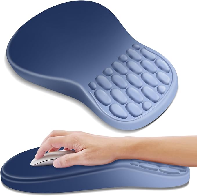 YIWEI Ergonomic Mouse Pad with Wrist Rest for Carpal Tunnel Pain Relief | Memory Foam Wrist Support,Non-Slip Rubber Base, Keyboard Computer Mousepad,Lycra Cloth Surface,Gaming Home Office