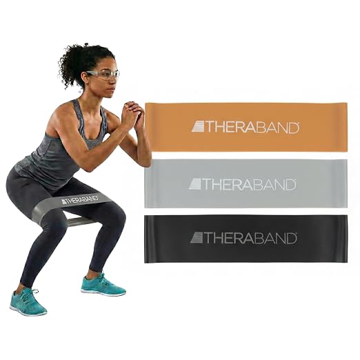 THERABAND Resistance Band Loop Set of 3, Exercise, 12", Black/Silver/Gold | Elastic resistance band for exercise, strength training, stretching and physical therapy - ideal for home workouts