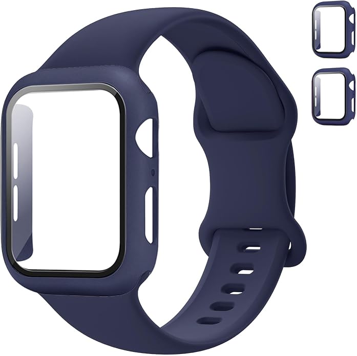 Sport Band and Case for Apple Watch Band 40mm 44mm 46mm 42mm 41mm 45mm 38mm iWatch Bands for Women/Men,Silicone Waterproof Strap with Cover Combo for Apple Watch Series 11 10 9 8 7 6 5 4 SE Ultra/2 3