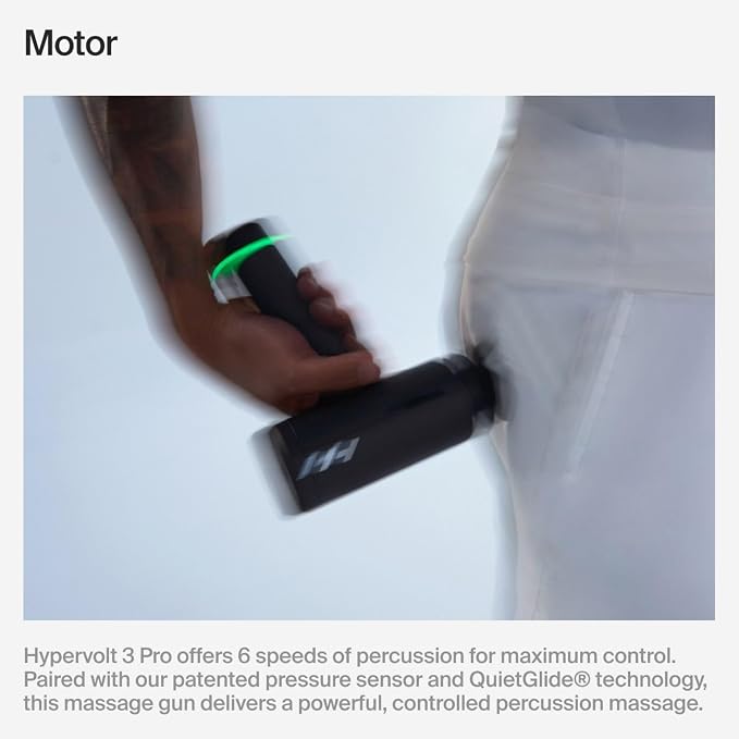 Hyperice Hypervolt 3 Pro Percussion Massage Gun Heated Head Carry Case | Deep Tissue Muscle Recovery | Reduce Stiffness| Five Speed Control | Pressure Sensor Feedback | Bluetooth Compatible