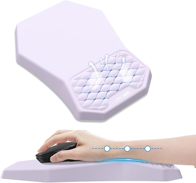 Ergonomic Mouse Pad Wrist Rest Support | Massage Design Mousepad for Carpal Tunnel Pain Relief, Memory Foam, Non-Slip PU Base for Computer Desk, Purple Pad