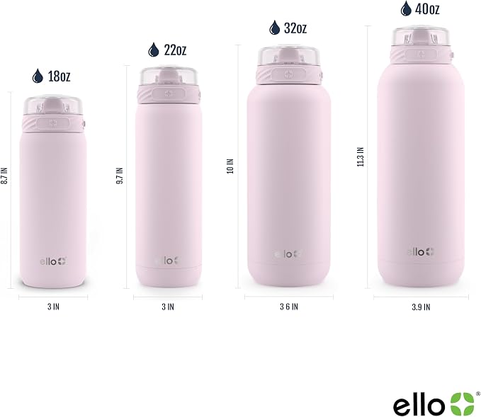 Ello Cooper 18oz Insulated Stainless Kids Water Bottle with Straw, Cashmere Pink