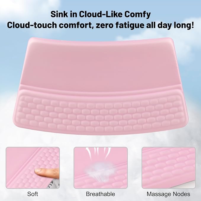 Keyboard Stand with Wrist Rest，Ergonomic Keyboard Riser Holder Lifter Tray | Pink，Computer Wrist Support Pad，Ergonomic Keyboard stand for desk，Soft Memory Foam Desk Cushion，Non-Slip