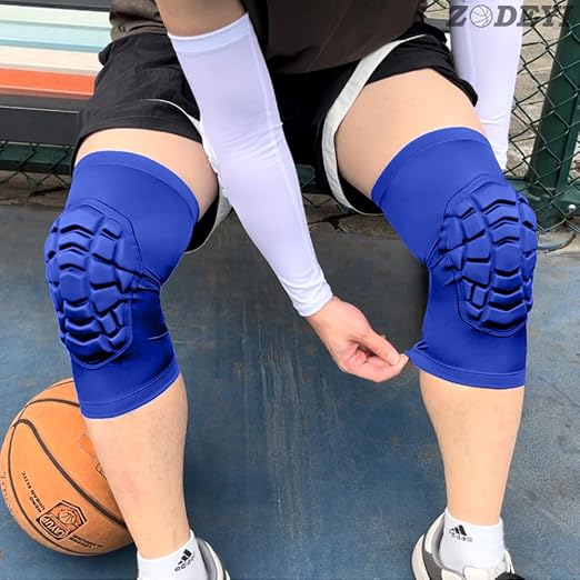 Wrestling Knee Pads Short Knee Sleeve, 2 Pcs Knee Compression Sleeve for Football, Basketball, Volleyball(Blue_M_2 Pcs)