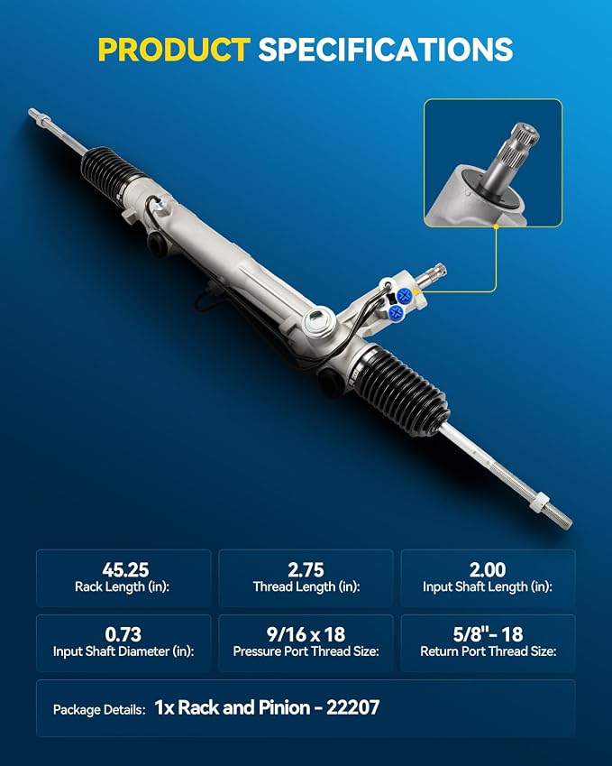 PHILTOP Power Steering Rack and Pinion Assembly for Mustang, Thunderbird | LTD, Continental, Cougar, Mark VII, Marquis, Capri, Fairmont, Granada, Zephyr No.F6SZ3280BA, 22207, E2SZ3280A, E5DZ3L547A