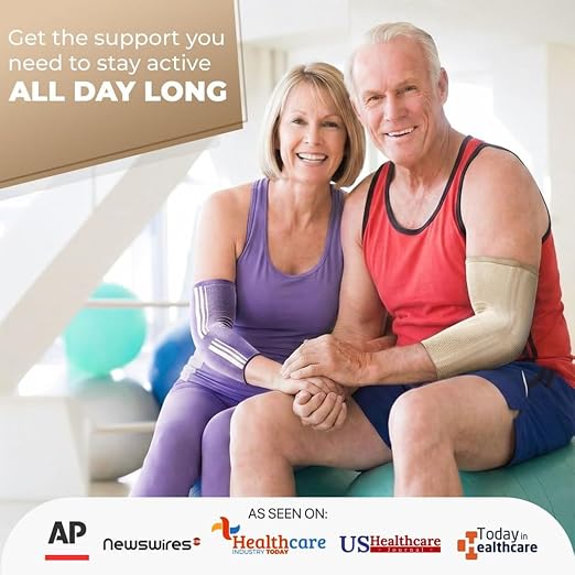 DR. BRACE® Elite Elbow Brace Support with Removable Strap for Women & Men, Pain Relief for Tendonitis, Arthritis, Golfer's & Tennis Elbow Treatment, Elbow Sleeve for Workouts Weightlifting (Beige, Medium)