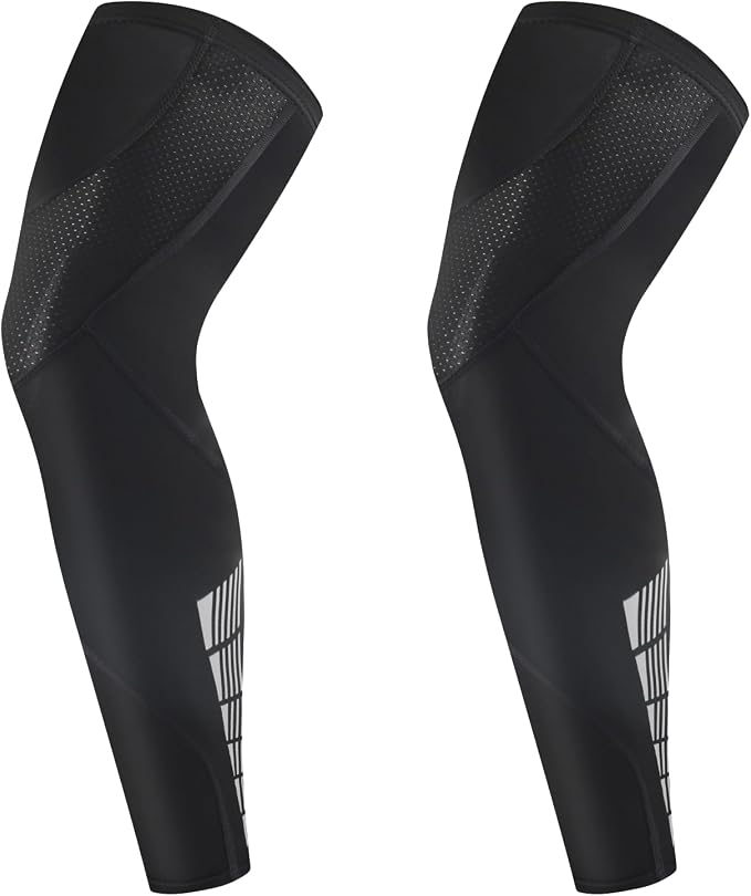 Full Leg Compression Sleeve for Men Women 2 Pack Leg Sleeves | Long Knee Sleeve Calf, Legs Support, Ultra-thin Breathable,UV Sun Protection,Quick-dry for Running Basketball Athletic