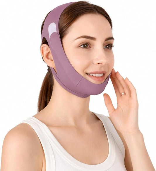 Jawline Shaper,Adjustable Chin Strap,Chin Strap for Sleeping,Jaw Strap,Jawline Shaper,Purple