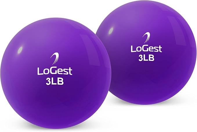 Logest Weighted Toning Exercise Balls Pair - Round Shape Medicine Ball - 1LB 2LB 3LB 4LB 5LB 6LB Available - Toning Muscle for Men & Women