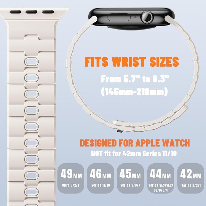 Bandletic Magnetic Silicone Watchband Compatible with All Apple Watch | Strong Magnet Sport Strap for iWatch Ultra 49mm Series 11-1 SE 46mm 45mm 44mm 42mm 41mm 40mm 38mm, Ideal for Men Women