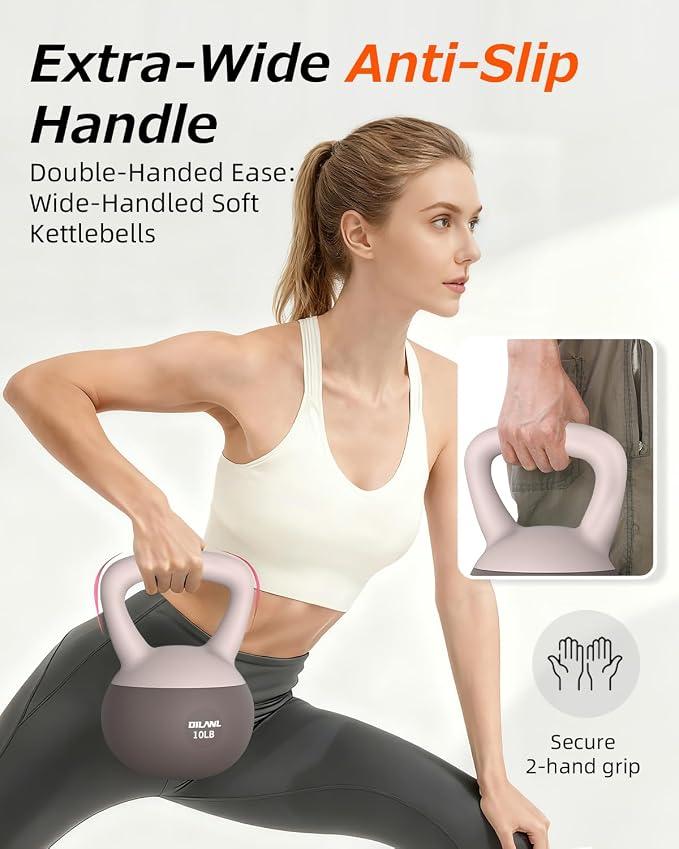 Soft Kettlebell, Safe Strength Training Kettle bell, Cushioned Impact | Resistant Base and Anti-Slip Grip Weight, Kettlebells Set for Home Workouts and Men/Women/Beginners,With Non-slip Gloves