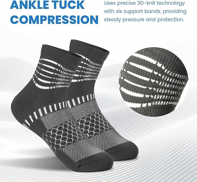 IRAMY Ankle Compression Socks for Women Men Plantar Fasciitis Relief 3/5 Pairs Cushioned Athletic Running Socks