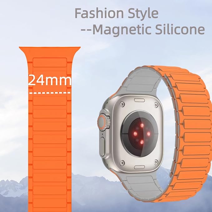 Magnetic Band Compatible with Apple Watch Ultra 3/2/1 Band for Men 49mm 46mm 45mm 44mm 42mm, Silicone Sport Waterproof Loop Strap Magnet Link for iWatch Series SE 11 10 9 8 7 6 5 4 3 2 1
