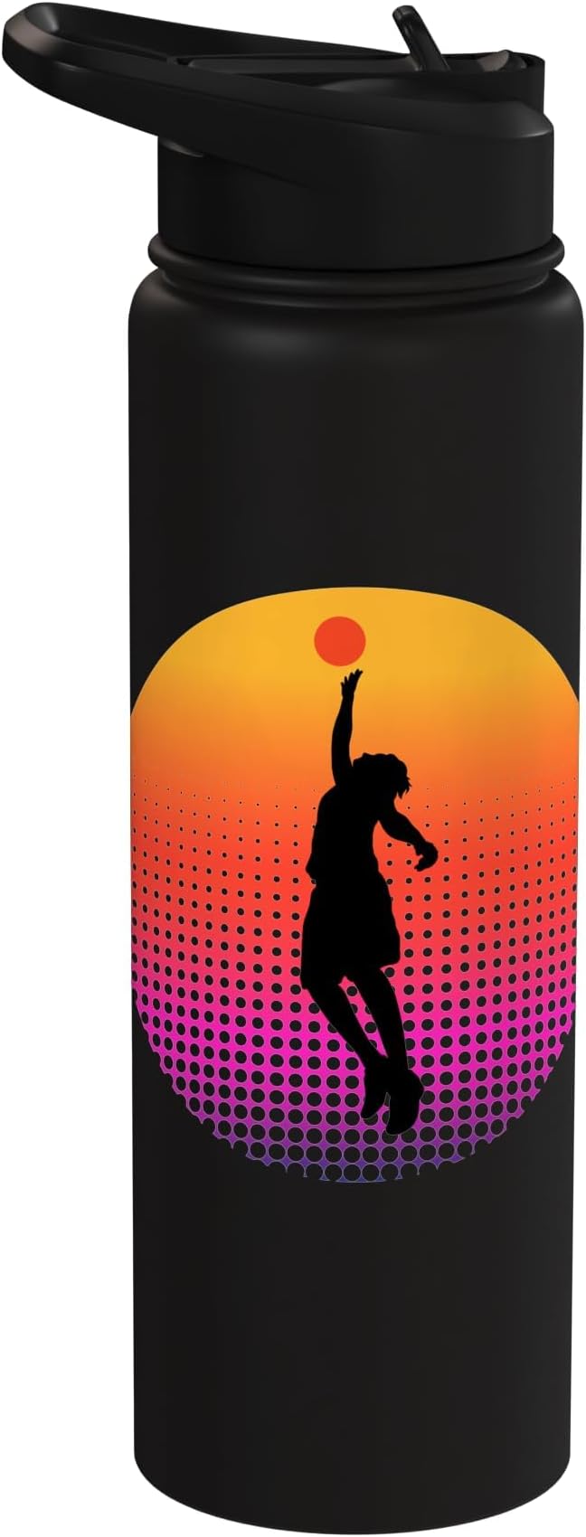 Basketball Game Hoop Slam Dunk Ball Retro Sunset Player Gift Stainless Steel Insulated Water Bottle