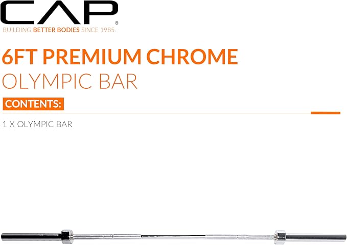CAP Olympic Barbell - 5FT, 6FT, & 7FT Strength Training Weight Bars, Multiple Options