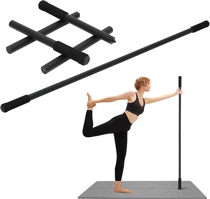 P Polerden Yoga Stick, 5ft Exercise Stick for Mobility, Stretching Stick with Non-Slip Ends, Exercise Dowel for Pilates, Balance Pole and Stretch Bar for Stretching Equipment