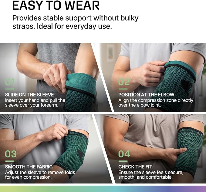 Modvel 2 Pack Elbow Brace for Tendonitis and Tennis Elbow Brace for Women and Men, Elbow Compression Sleeve for Pain Relief and Recovery – Elbow Sleeves Weightlifting Men, Sports & Workout, Arm Brace