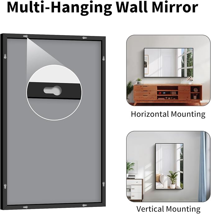 Koonmi Black Bathroom Mirror for Over Sink,Metal Framed 30"x50" Wall Mirror