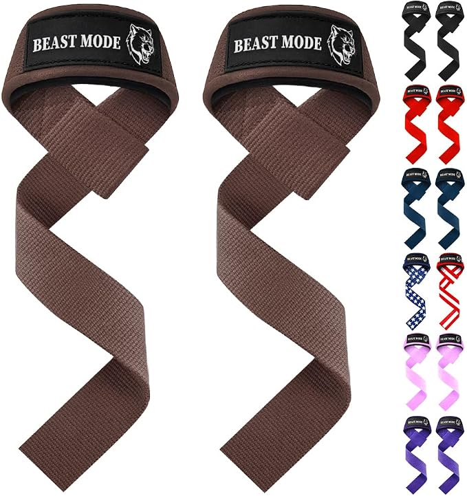 TECEUM Neoprene Padded Cotton Lifting Straps for Weightlifting, 1 Pair