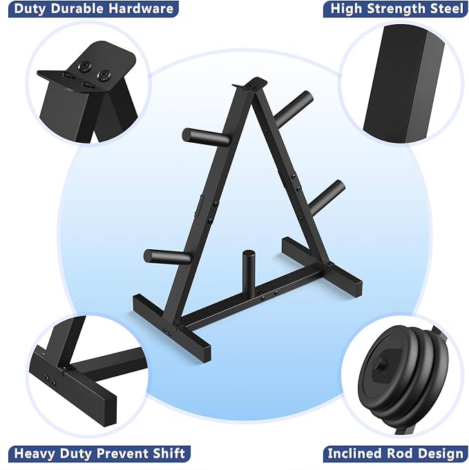 Weight Plate Rack, Weight Tree, Home Gym Storage Stand, Holds 300 lbs