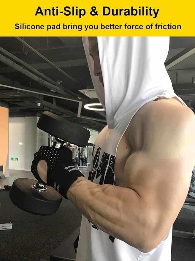 SUJAYU Weightlifting Gym Gloves for Men Women, Breathable Workout Gloves, Anti-Slip Exercise Gloves, Adjustable Wrist Support, Full Palm Protection, Lightweight
