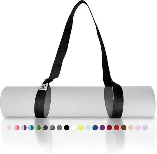 Yoga Mat Strap Adjustable Carrier for All Yoga Mats, 2 Sizes | Extra Thick Cotton Blend |16+ colors are available | Fits Most Yoga Mats | Soft Woven Texture | Comfortable Shoulder Carry