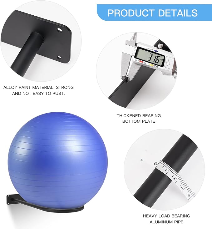 Medicine Ball Rack - Wall Mount Stability Ball Storage Rack(1 Black)