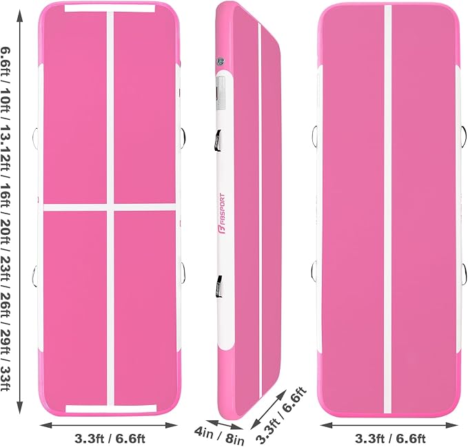 FBSPORT Inflatable Air Gymnastics Mat Training Mats 4/8 inches Thickness Gymnastics Tracks for Home Use/Training/Cheerleading/Yoga/Water with Pump