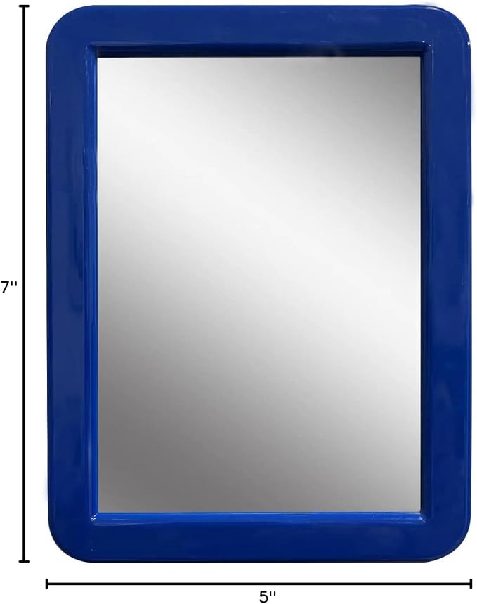 PTY Magnetic Real Glass Mirror for School or Gym Locker, 5" x 7" - Locker Accessory - Small Makeup Mirror for Fridge, Toolbox, Office Cabinet, Workshop (Midnight Blue)
