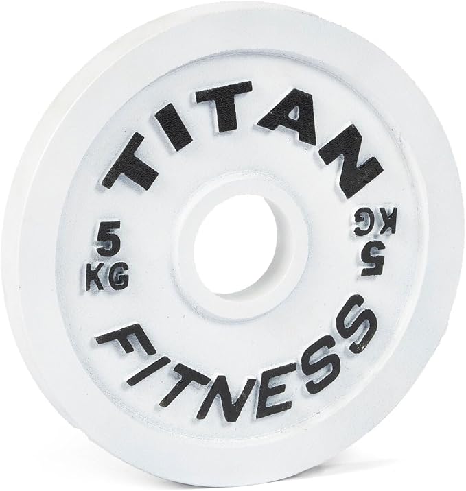 Titan Fitness Olympic Calibrated Steel Powerlifting Plates, Machine Precision Steel Discs