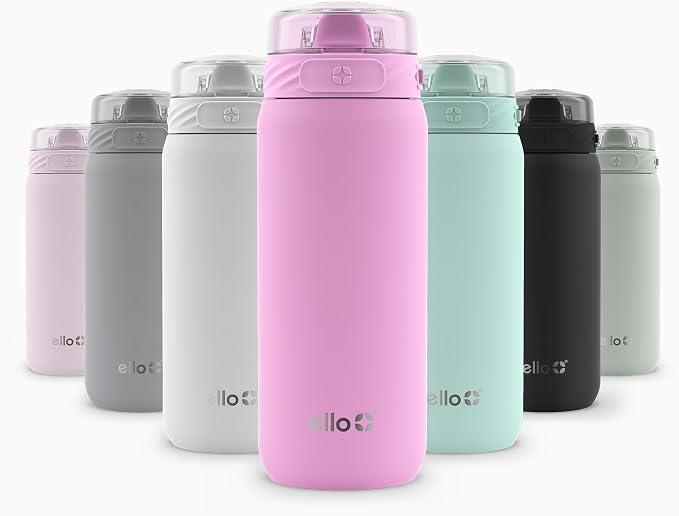 Ello Cooper 18oz Insulated Stainless Kids Water Bottle with Straw, Bubblegum