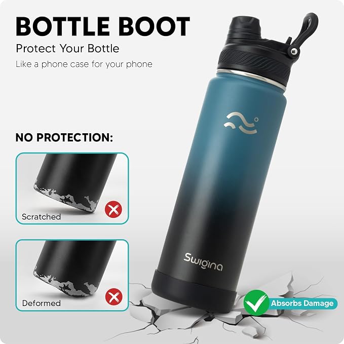 Swigina Insulated Water Bottle with Boot (Keep 36hrs Cold) BPA Free, 24 oz