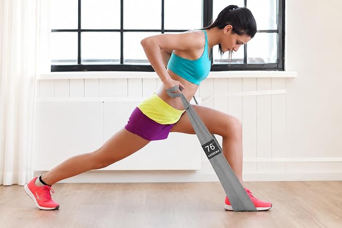 Premium 76" Extra Long Resistance Band for Working Out, 3" Wide Non-Slip Fabric Exercise Band for Stretching, Yoga, Strength Training & Physical Therapy