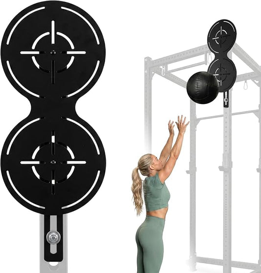 Wall Ball Target for Power Racks, Heavy-Duty Medicine Ball Target Plate with Crosshair Design, Fits 2x2 and 3x3 Squat Racks with 5/8" Holes, Includes Mounting Hardware and Wrenches