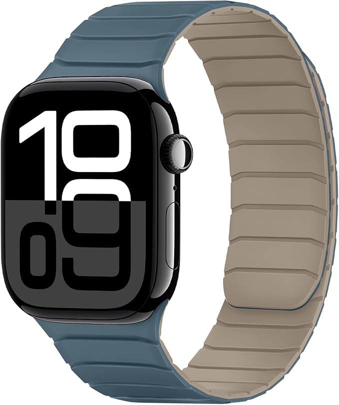 Tasikar Magnetic Bands Compatible with Apple Watch 42mm(Series 11/Series 10) 41mm 40mm 38mm Soft Silicone Replacement Loop Wristband for iWatch SE Series 11 10 9 8 7 6 5 4 3, Dune-Cloud Blue