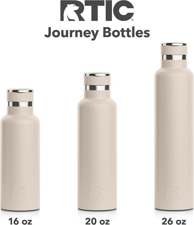 RTIC 20oz Journey Water Bottle, Ceramic Lined, Beach | Stainless Steel Metal, Insulated for Hot and Cold Drinks, Sports, Travel and Camping