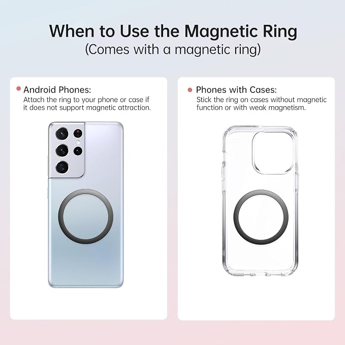 Insulated Magnetic Water Bottle - Reusable Stainless Steel Bottle with MagSafe Compatible Phone Holder - Keeps Cold for 24 Hours - Perfect for Gym, Sports, and Travel - Pink 24oz