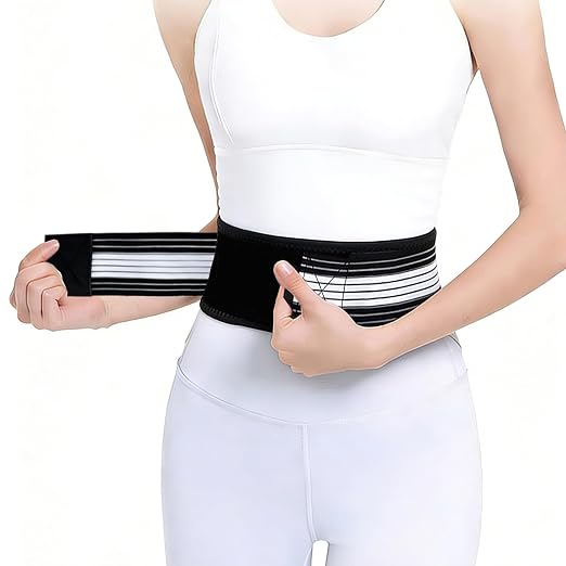Lightweight Back Brace for Women Men, Pain Relieving Narrow Lumbar Support | Adjutable Dual Compression Support Belt Alleviates Pain in Lower Back Leg Pelvis Hip Spine Sciatica/Good for Work&Excercise