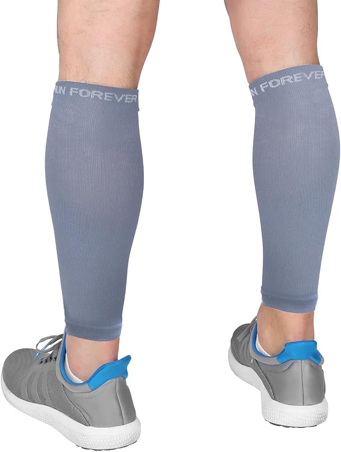 Run Forever Calf Compression Sleeve for Men & Women, 20-30mmHg Compression | Leg Sleeve for Shin Splints, Varicose Veins, Swelling & Pain Relief | Footless socks for Running, Cycling & Travel