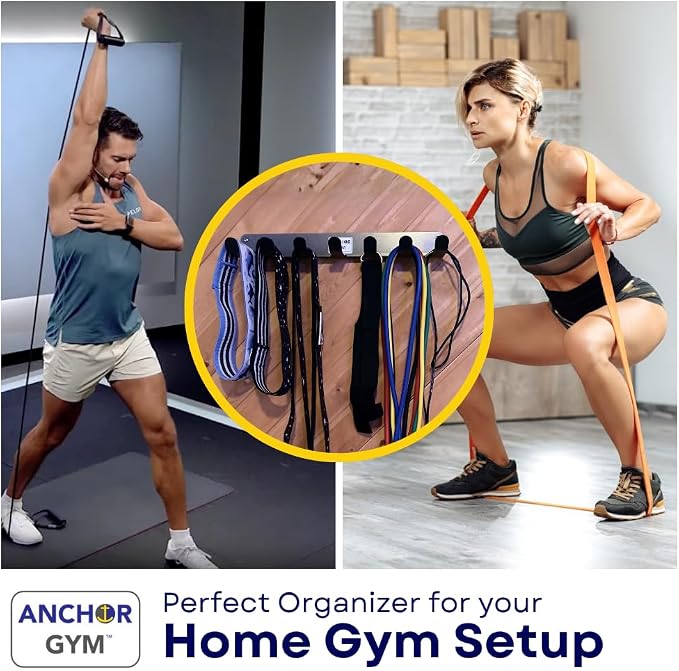 Anchor Gym Resistance Band Storage Rack - Gym Rack Organizer for Ropes, Straps & Small Dumbbells - (L-17 Inches) - (Screws Included)