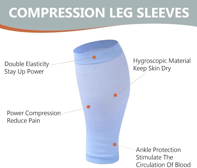 Plus Size Compression Leg Sleeves for Women& Men 15-20mmHg Wide Calf Knee High Leg Sleeves